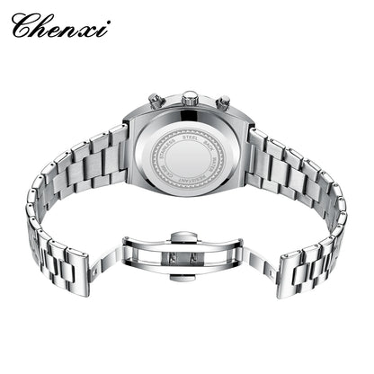 Men's Watches Classic Multifunctional Chronograph Sports Watch Top Luxury Stainless Steel Waterproof Luminous Quartz Wristwatch