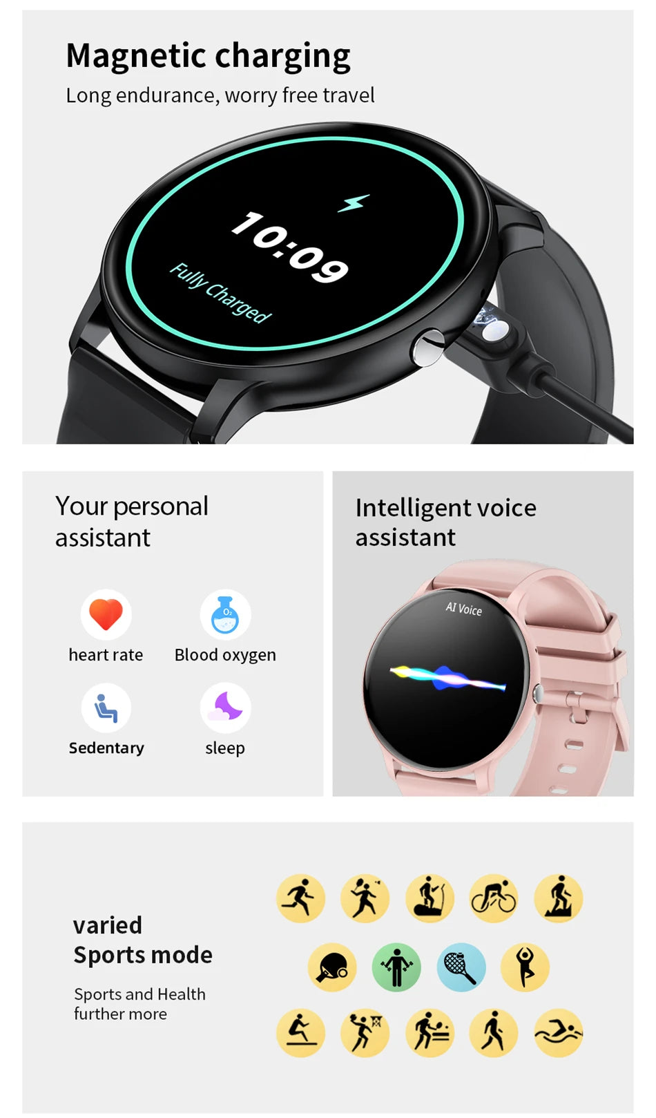 2026 New Smart Watch Women Men Bluetooth Call Sports Fitness Watches Heart Rate Health Monitor Smartwatch Ladies For Android iOS