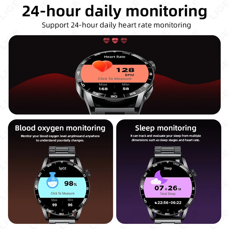 LIGE 2026 New Smartwatch Men For Android iOS Phone 1.38" HD Bluetooth Call Heart Rate Monitor Waterproof Sport Smart Watch Women