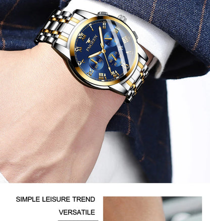 BINBOND Fashion 2pcs/Set Couple Watches Casual Men Ladies for Quartz Watch Lover Waterproof Stainless Steel Valentine Gift Watch