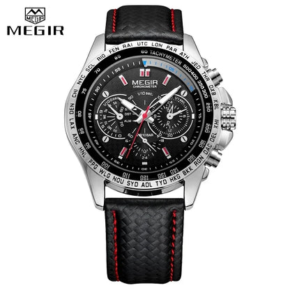 MEGIR Watches Men's Quartz Wrist Watches Top Brand Luxury Male Fashion Casual Luminous Waterproof Clock Leather Watch Hot 1010