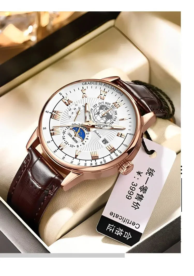 2026 Men Watch Fashion Top Luxury Sport Men's Wristwatch Waterproof Luminous Leather Date Quartz Watches Man Clock