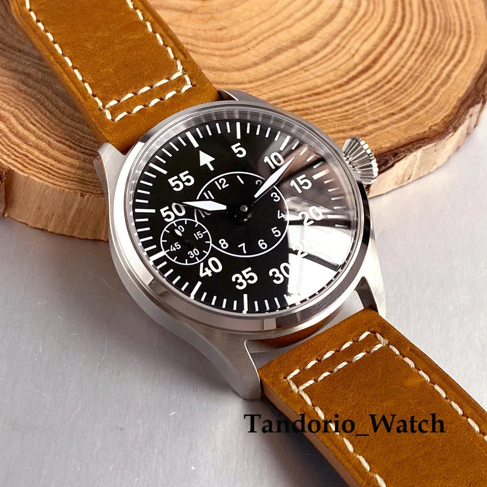 42mm Pilot Watches Retro Hand-wind Mechanical Wristwatch for Men Black Blue Green Luminous Asia 6497 ST3600 Sapphire Crystal
