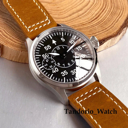 42mm Pilot Watches Retro Hand-wind Mechanical Wristwatch for Men Black Blue Green Luminous Asia 6497 ST3600 Sapphire Crystal