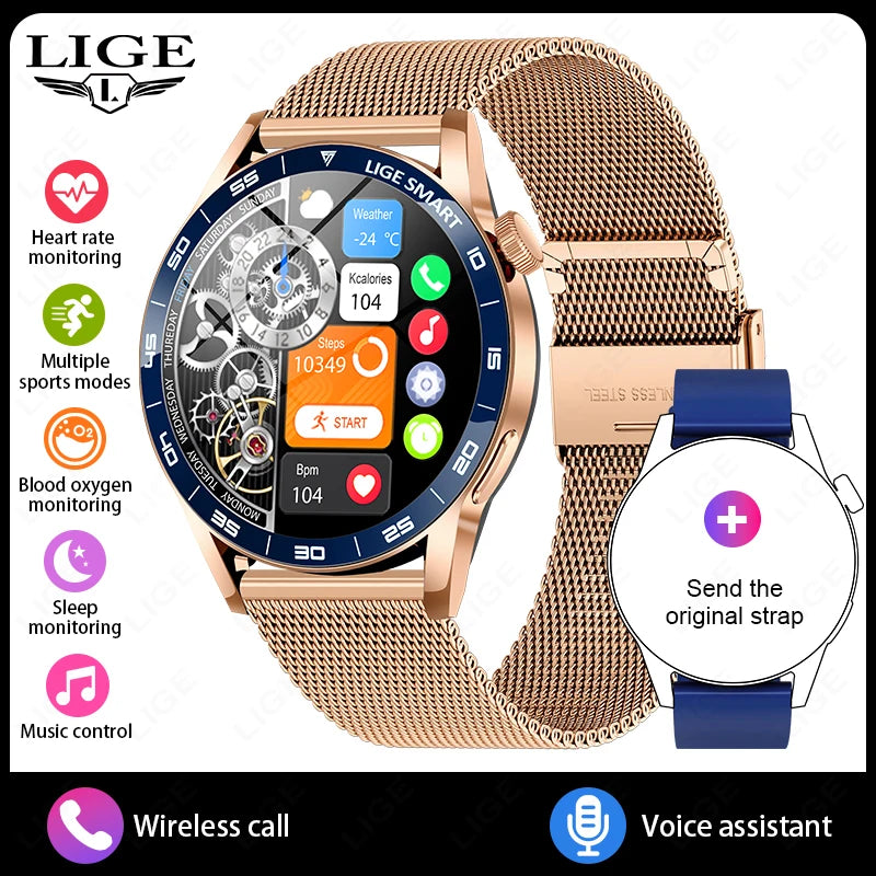LIGE 2026 New Smartwatch Men For Android iOS Phone 1.38" HD Bluetooth Call Heart Rate Monitor Waterproof Sport Smart Watch Women