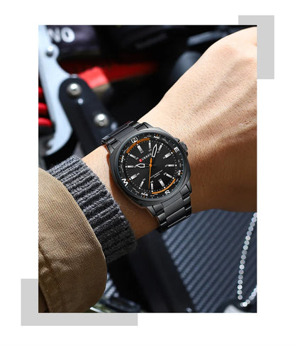 CURREN 8455 Men's Fashion Quartz Watch Business Stainless Steel Strap Night Light Waterproof Luxury Men's Watch Reloj Hombre