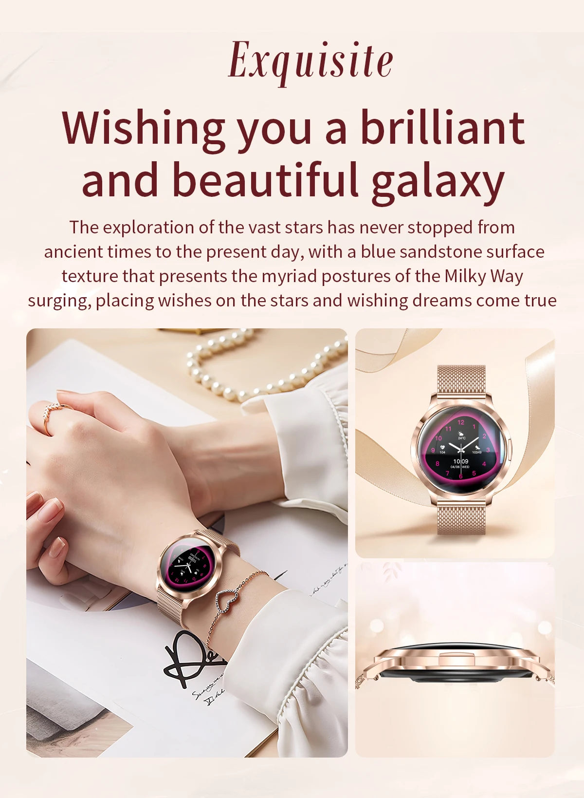 2026New Ladies' Smart Watch AMOLED Display Custom Dial Sport Fitness Health Tracke Waterproof Bracelet Music Digital Clock Women