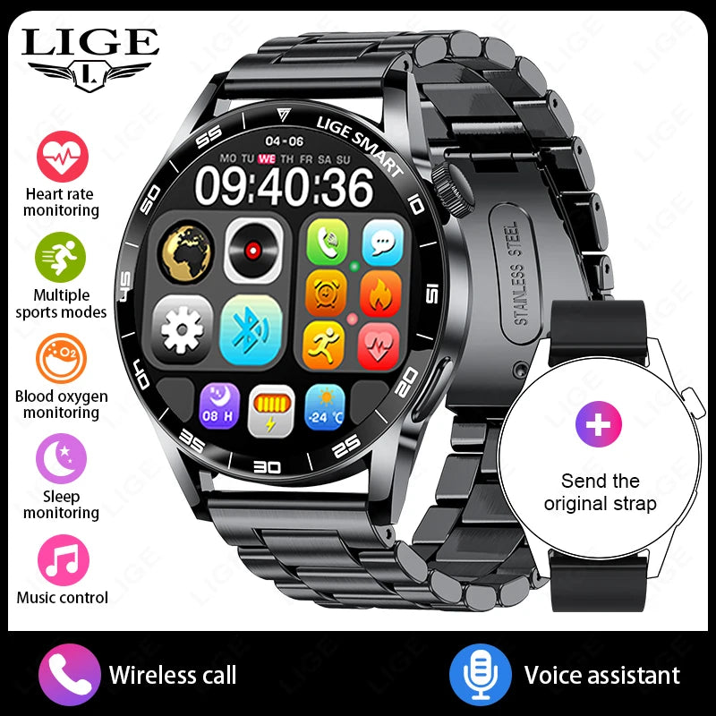 LIGE 2026 New Smartwatch Men For Android iOS Phone 1.38" HD Bluetooth Call Heart Rate Monitor Waterproof Sport Smart Watch Women