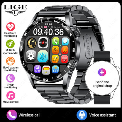 LIGE 2026 New Smartwatch Men For Android iOS Phone 1.38" HD Bluetooth Call Heart Rate Monitor Waterproof Sport Smart Watch Women