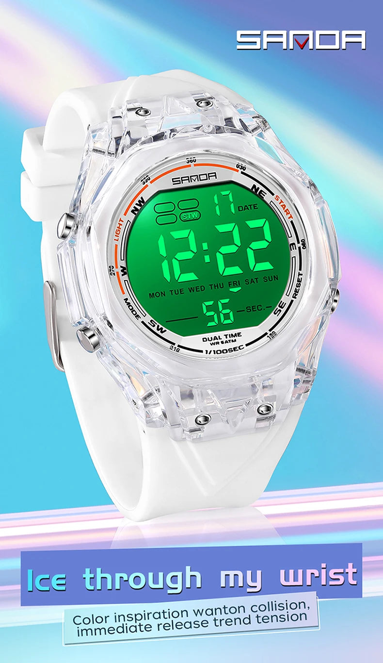 Fashion Women Digital Watches, LED Backlight Design Outdoors Sports Watch Waterproof, Countdown Date Multifunction Wrist watch
