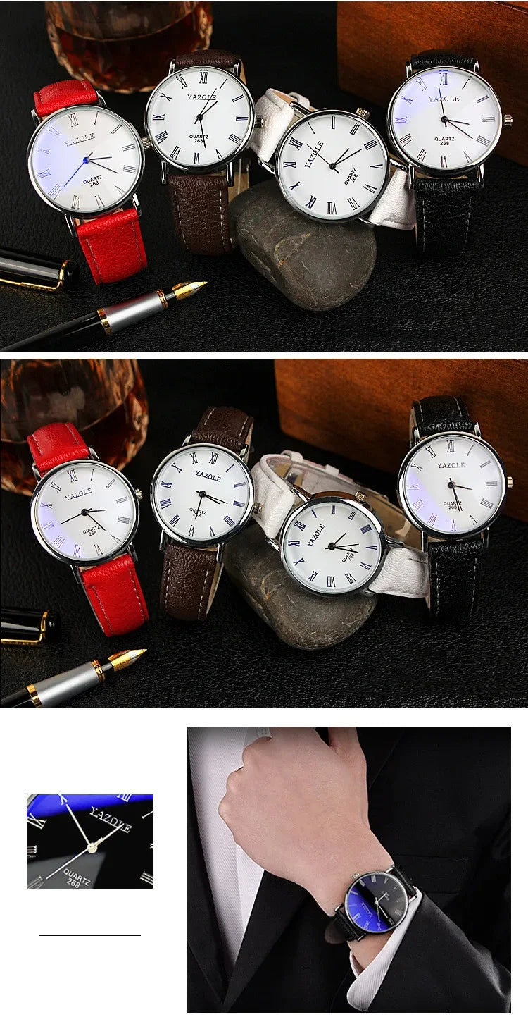 Fashion Wrist Watches for Men Top Brand Analog Men's Quartz Watches Leather Band Casual Business Men Watches Relogio Masculino