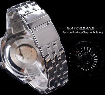 JARAGAR 212 Elegant Automatic Mechanical Watches for Man Hollowing Dial Chronograph Luminous Multifunctional Men Wristwatch