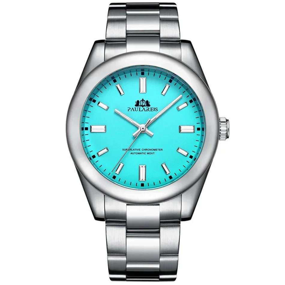 Automatic Watches for Men Mechanical Self Wind Stainless Steel Luxury Red Yellow Blue Green Rainbow 41mm Reloj Hombre Baratos