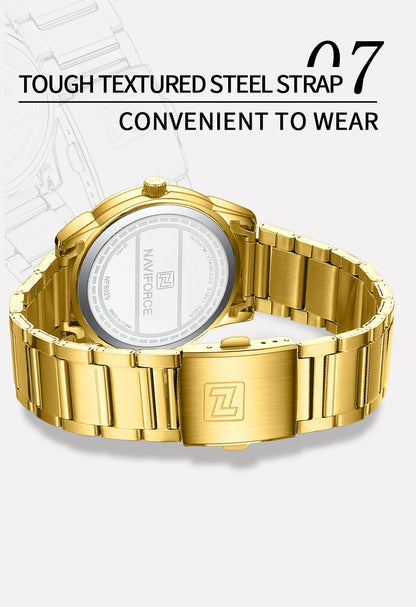 2024 Top Brand NAVIFORCE Mens Watches Stainless Steel Strap Casual Male Quartz Sports Wristwatch Luxury Waterproof Date Clock