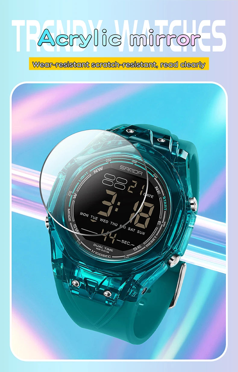 Fashion Women Digital Watches, LED Backlight Design Outdoors Sports Watch Waterproof, Countdown Date Multifunction Wrist watch