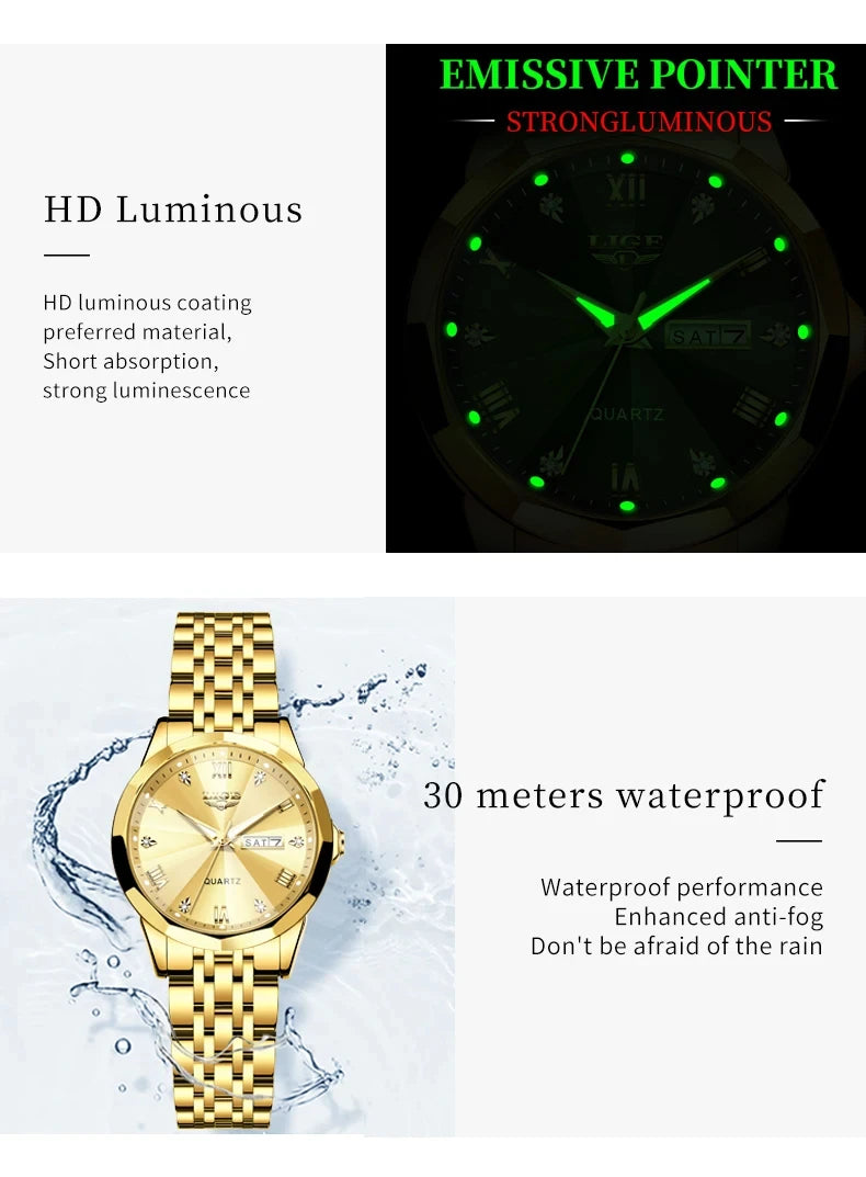 LIGE Top Brand New Fashion Women Watches Ladies Luxury Creative Steel Women Bracelet Watches Female Quartz Waterproof Watch Gift