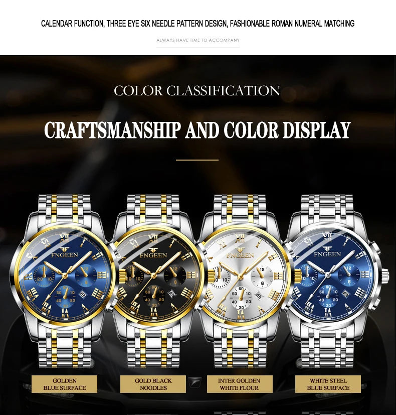 BINBOND Fashion 2pcs/Set Couple Watches Casual Men Ladies for Quartz Watch Lover Waterproof Stainless Steel Valentine Gift Watch