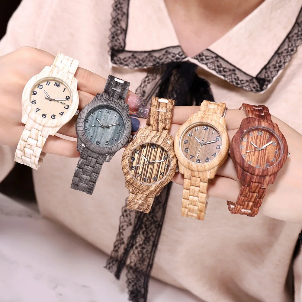 2022 New Fashion Wooden Watch Women's Watches Imitation Wood Leather Band Quartz Wristwatches Ladies Free Shipping Montre Femme