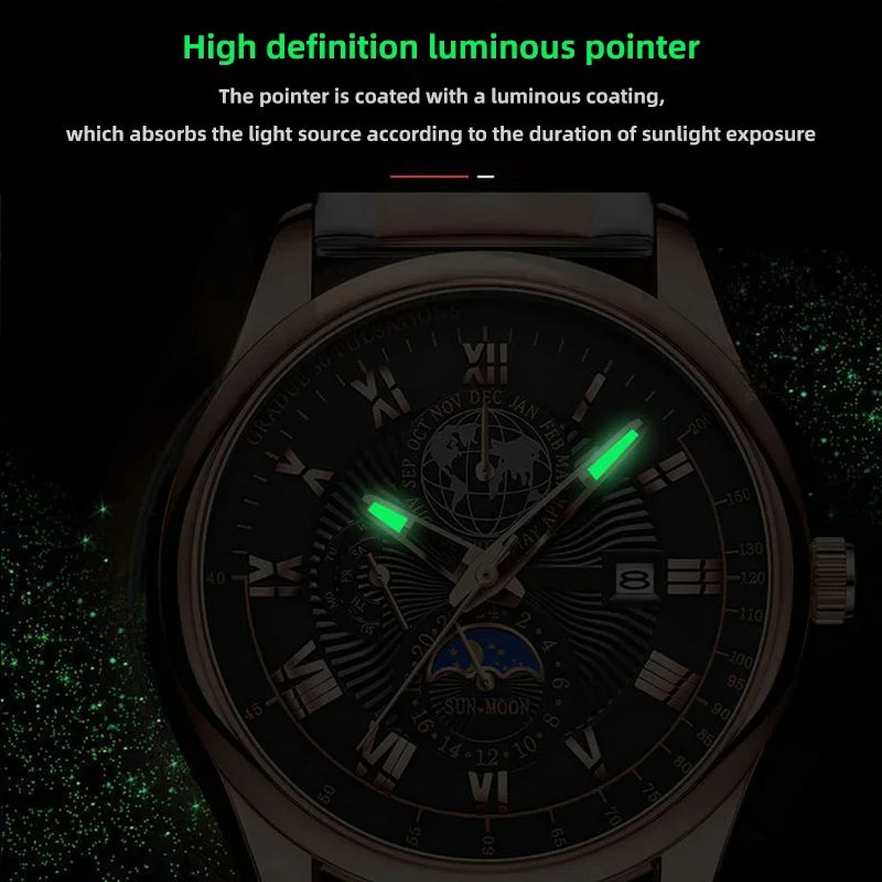 2024 Men Watch Fashion Top Luxury Sport Men's Wristwatch Waterproof Luminous Leather Date Quartz Watches Man Clock
