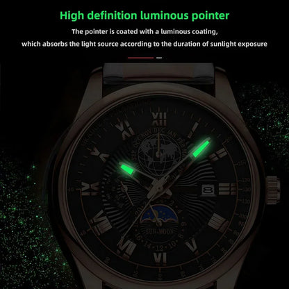 2024 Men Watch Fashion Top Luxury Sport Men's Wristwatch Waterproof Luminous Leather Date Quartz Watches Man Clock