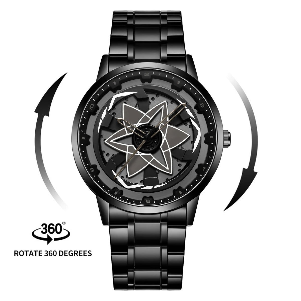 2025 New Watch Car Series Creative Rotating Quartz Movement Sports Style Black Stainless Steel Clock Men Couple Gift Wrist Watch