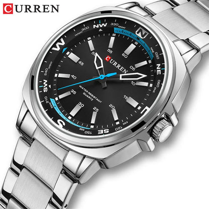 CURREN 8455 Men's Fashion Quartz Watch Business Stainless Steel Strap Night Light Waterproof Luxury Men's Watch Reloj Hombre