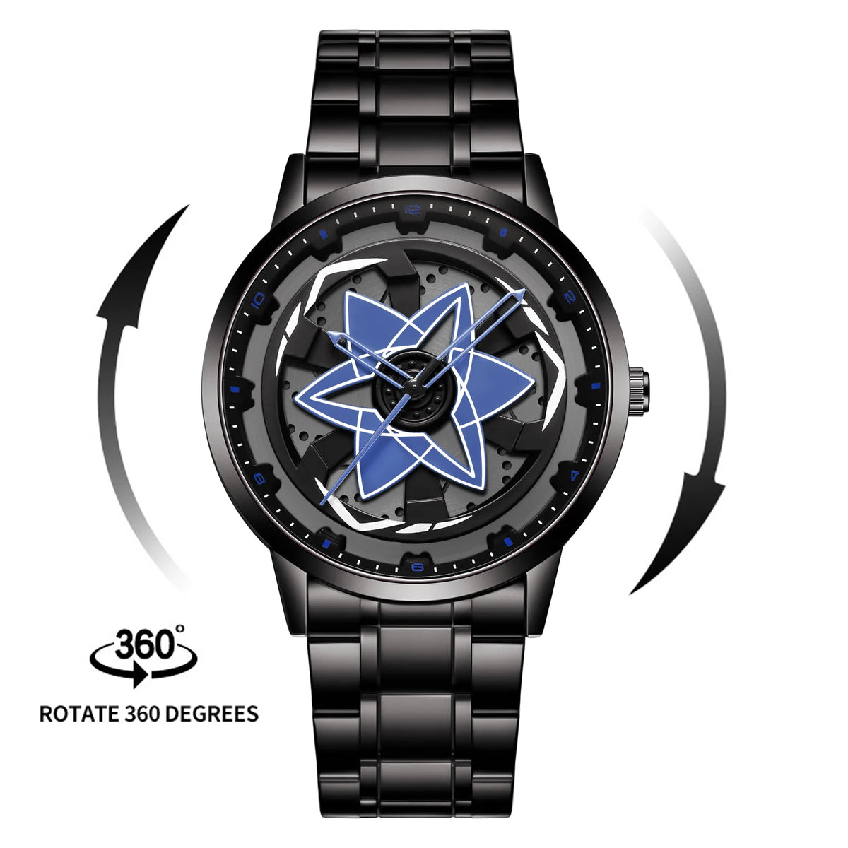 2025 New Watch Car Series Creative Rotating Quartz Movement Sports Style Black Stainless Steel Clock Men Couple Gift Wrist Watch