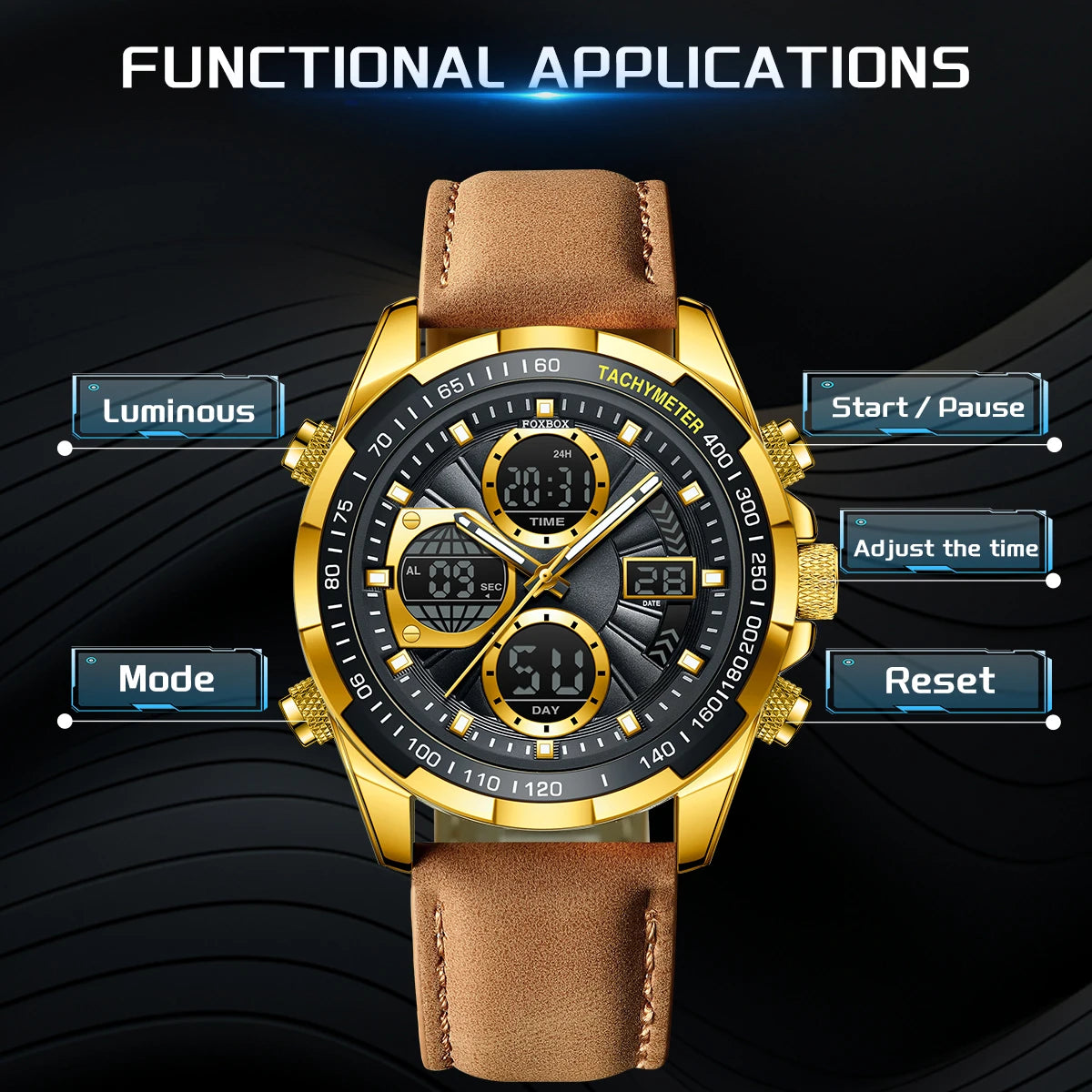 LIGE Top Watches for Men Leather Men Military Sport Waterproof Watch Quartz WristWatch Chronograph Male Clock