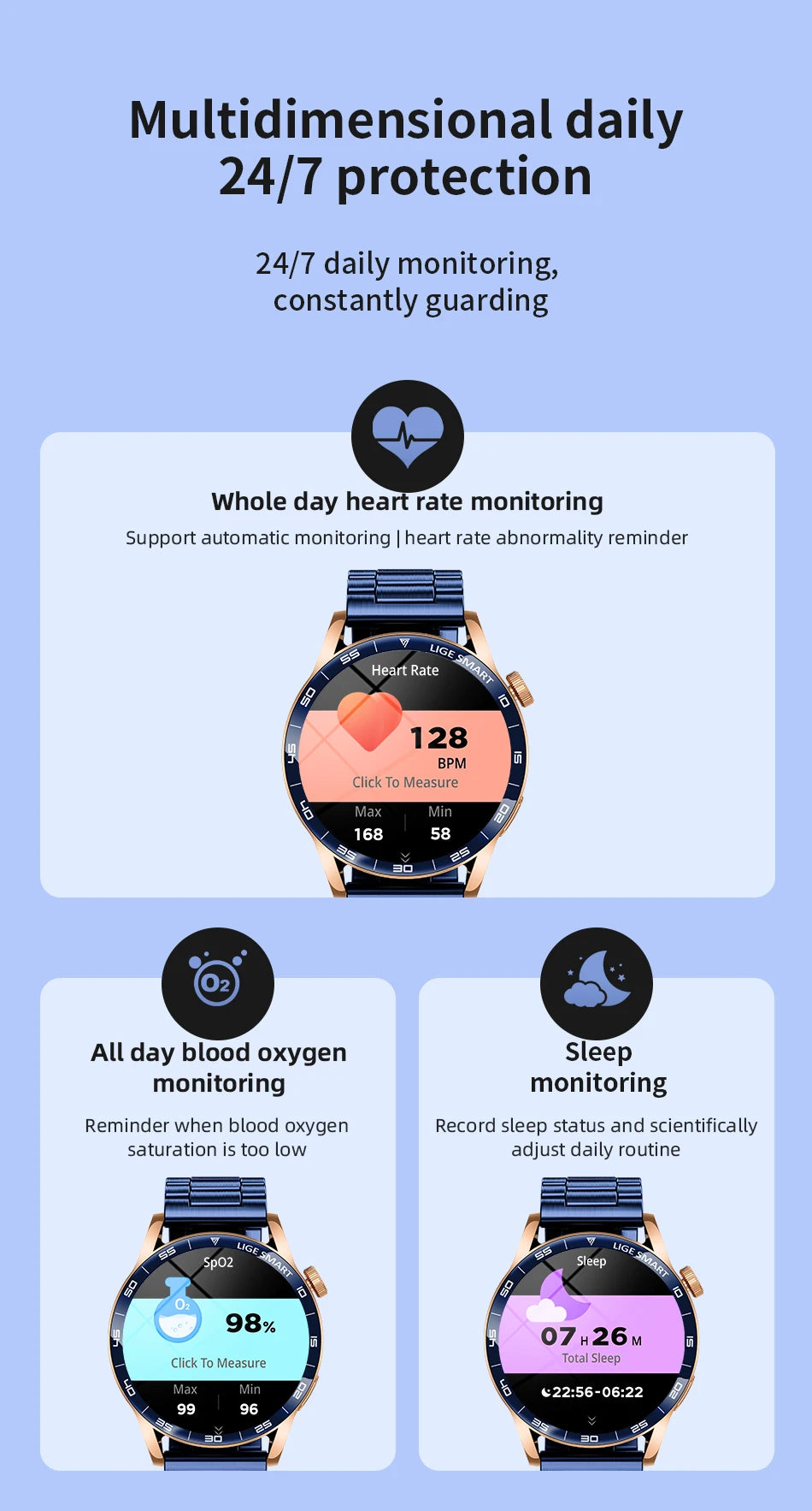 LIGE 2026 New Smartwatch Men For Android iOS Phone 1.38" HD Bluetooth Call Heart Rate Monitor Waterproof Sport Smart Watch Women