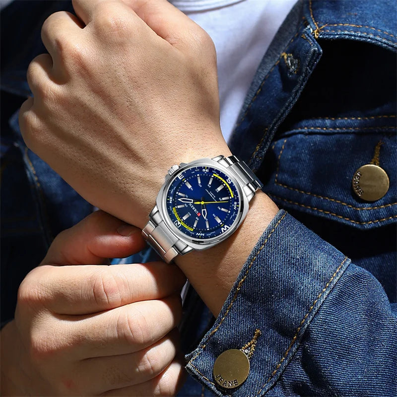 CURREN 8455 Men's Fashion Quartz Watch Business Stainless Steel Strap Night Light Waterproof Luxury Men's Watch Reloj Hombre