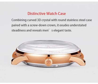 Waterproof Mechanical Watch for Men with Date and Power Reserve Display Stainless Steel Case sapphire Crystal 42mm Large Dial