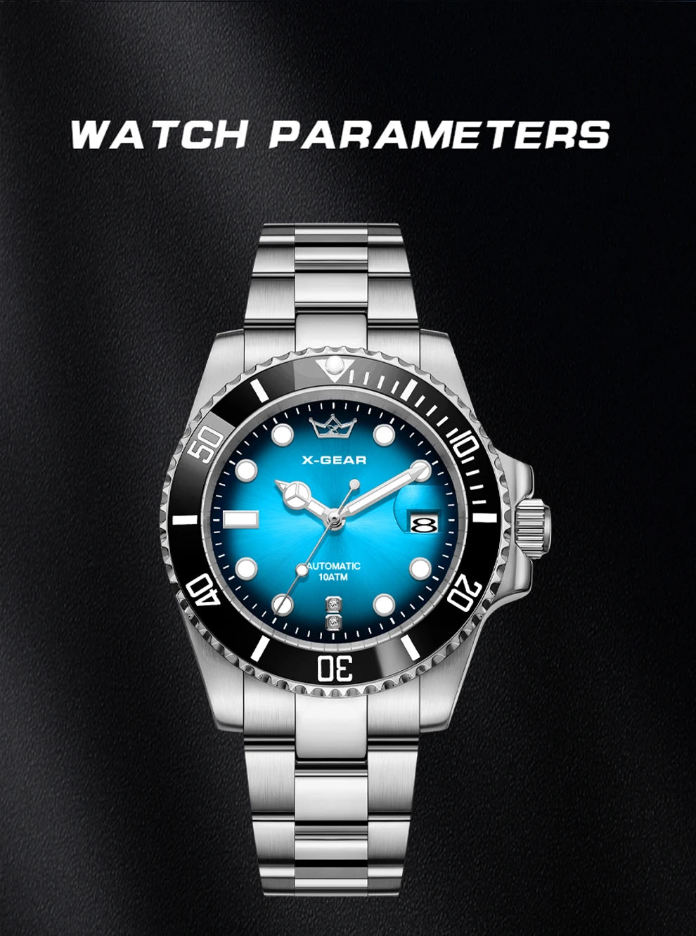 2026 New Men Automatic Mechanical Watches Stainless Steel Waterproof Watch  Water Ghost Luminous Dive Watch with Ceramic Bezel
