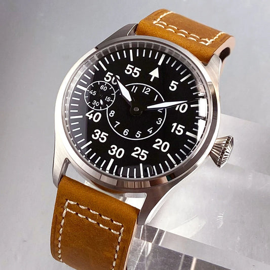 42mm Pilot Watches Retro Hand-wind Mechanical Wristwatch for Men Black Blue Green Luminous Asia 6497 ST3600 Sapphire Crystal