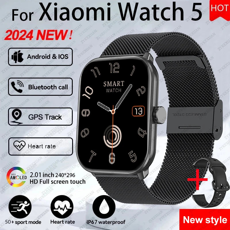 For Xiaomi Watch 5 Global Version Sports Smart Watch Men Women HD AMOLED Screen Heart Rate Call GPS Track Waterproof Smartwatch