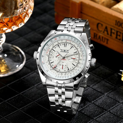 JARAGAR Sports Mens Watches Top Brand Luxury Automatic Mechanical Watch for Men Leather Steel Strap Military Wristwatches Gifts
