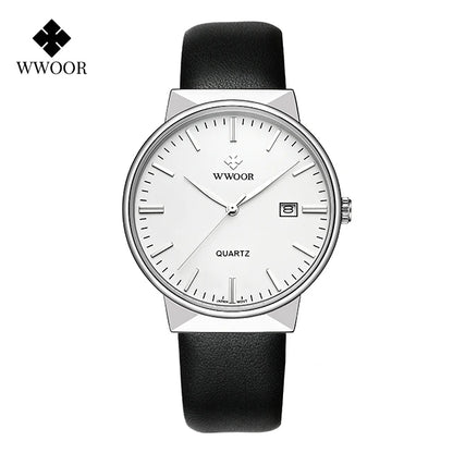 2022 Fashion Wwoor Top Brand Men Simple Slim Watches Luxury Gold Steel Mesh Ultra Thin Waterproof Date Wrist Watch Golden Clock