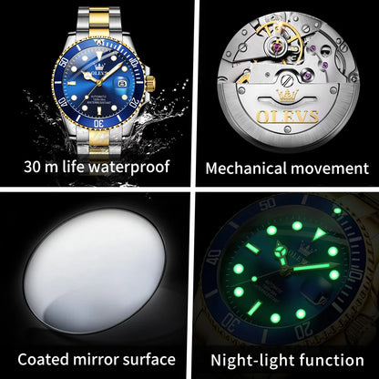 OLEVS 6650 Luxury Business Automatic Men's Watches Waterproof Luminous Stainless Steel Mechanical Wristwatch for Man