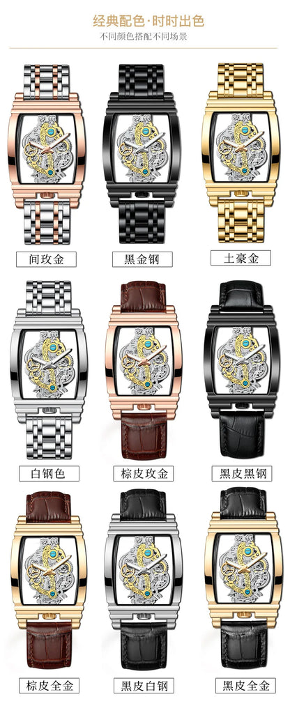 Hot Fashion Men Watch Top Brand Luxury Business Quartz Mens Watches Waterproof Hollow Out Wristwatch Men Gold Relogio Masculino