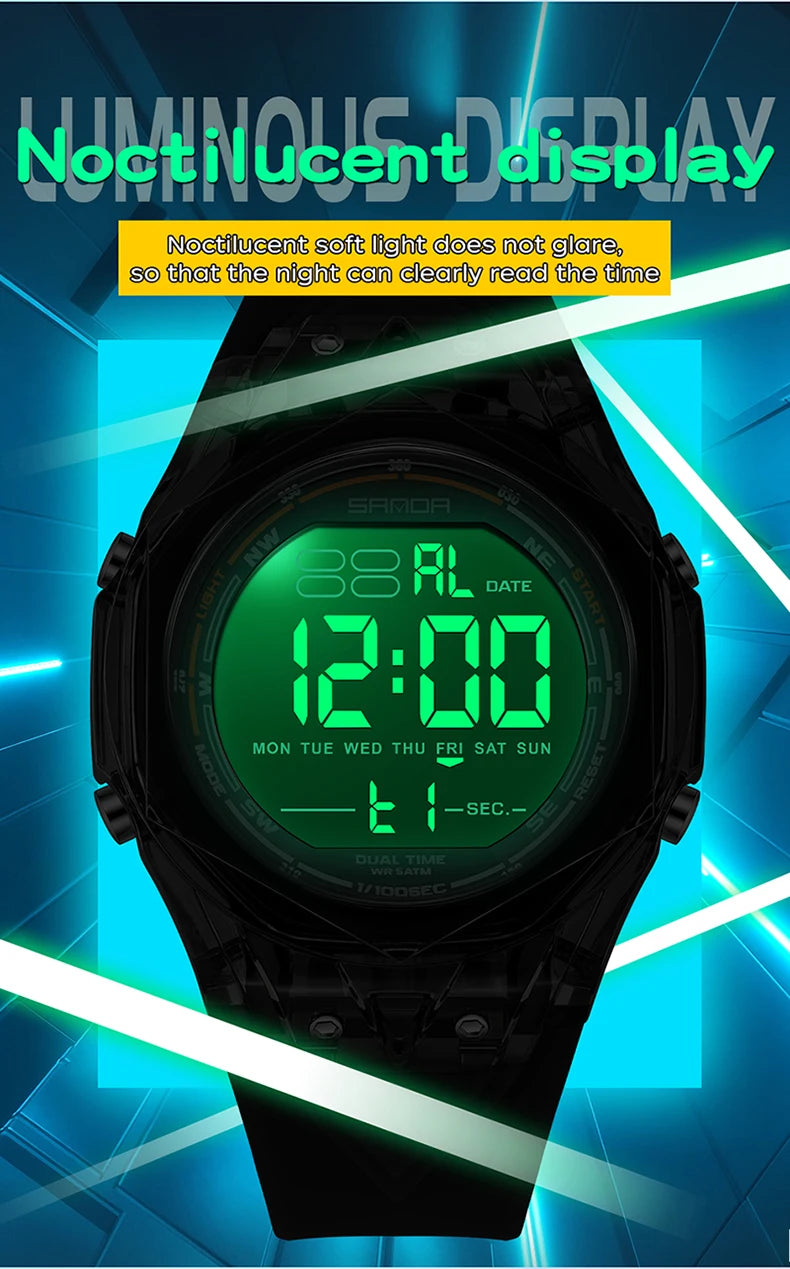 Fashion Women Digital Watches, LED Backlight Design Outdoors Sports Watch Waterproof, Countdown Date Multifunction Wrist watch