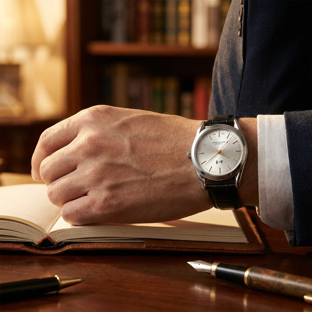 Shanghai Peace Vintage Mechanical Watch for Men 17 Jewels Hand Wind Shock Resistant Black Leather Strap Dress Wristwatch