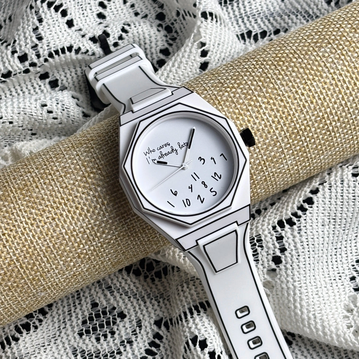 Modern Sketch 2D White Comic Watch Men's Watches Casual Fashion Design for Holiday Gifts Christmas & Halloween Exquisite Gifts