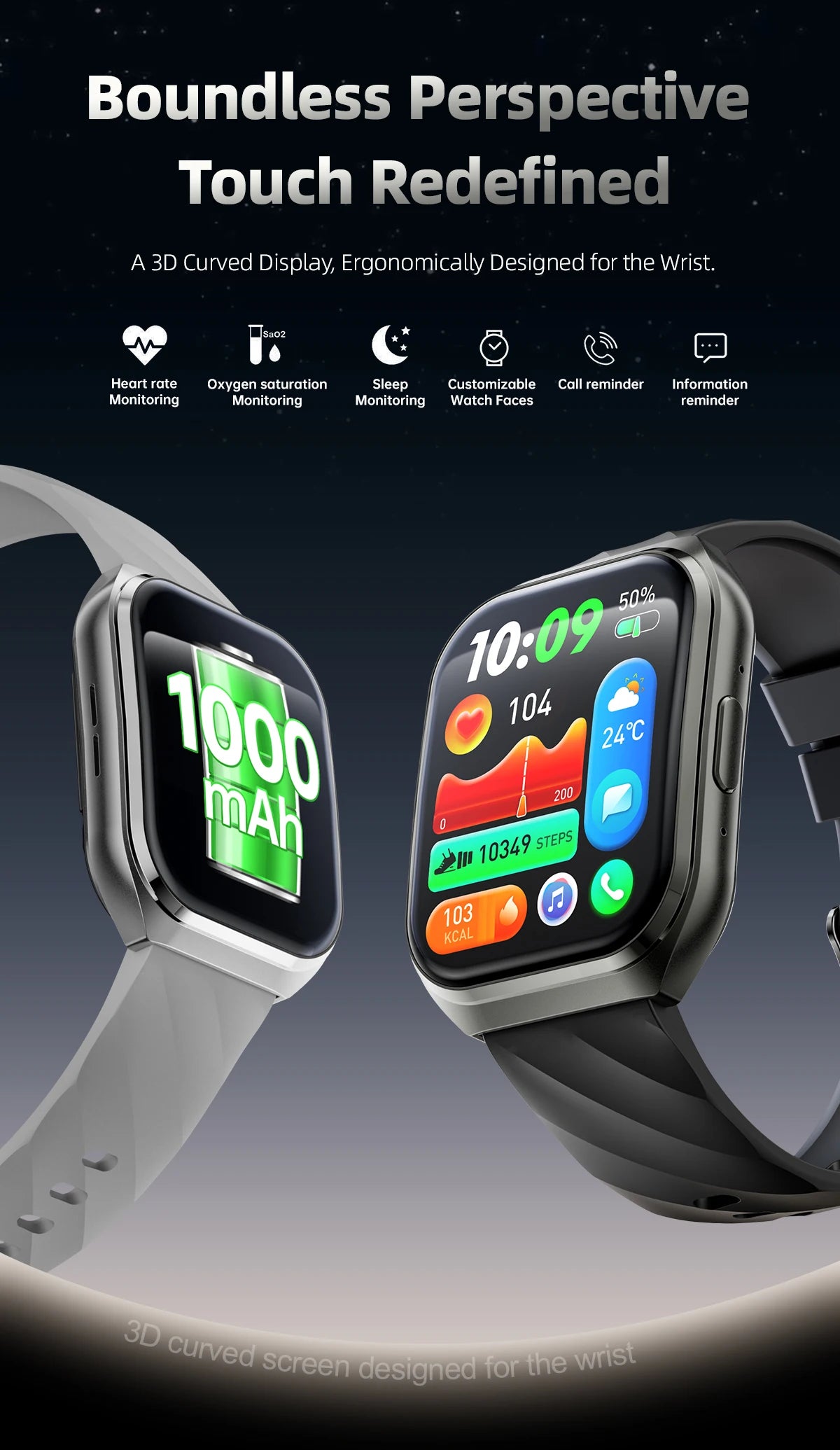 2026 NEW Smart Watch 1000mAh Large Battery Sports Modes Tracker Heart Rate Bluetooth Call 1.83'' HD Screen Waterproof GPS Woman