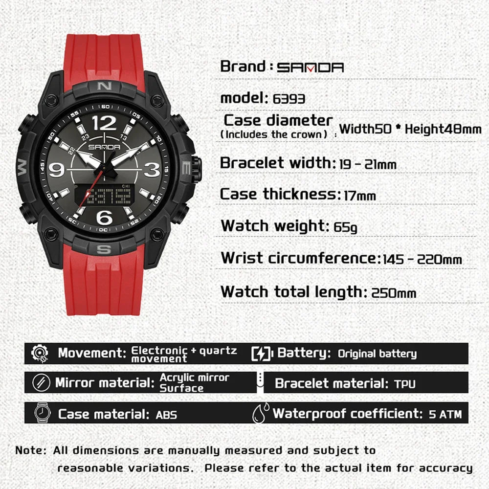 SANDA Sports Watches Men LED Watch New Waterproof Digital Wrist Watches Shockproof Sports Watches for Man Electrionic Clock