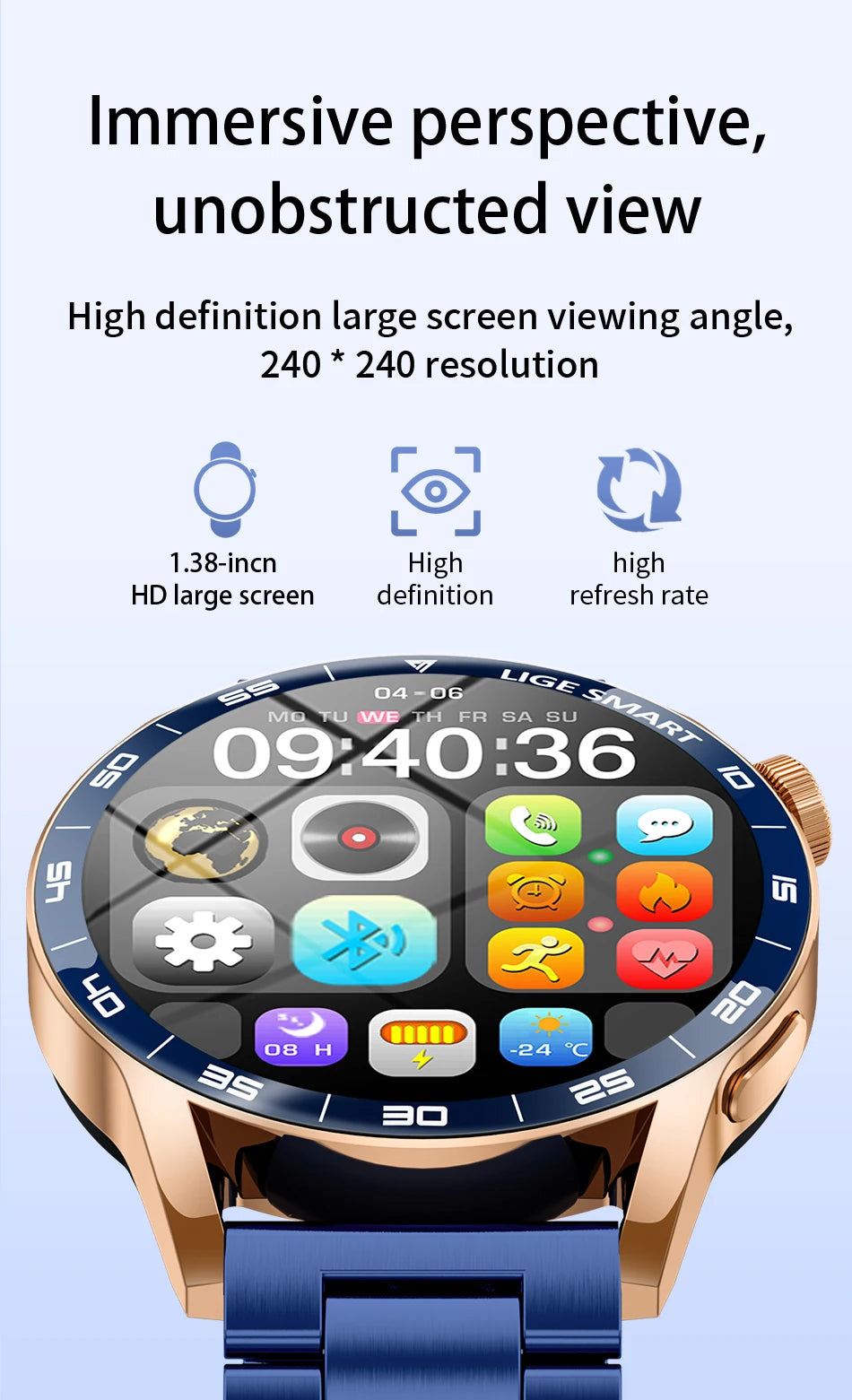 LIGE 2026 New Smartwatch Men For Android iOS Phone 1.38" HD Bluetooth Call Heart Rate Monitor Waterproof Sport Smart Watch Women