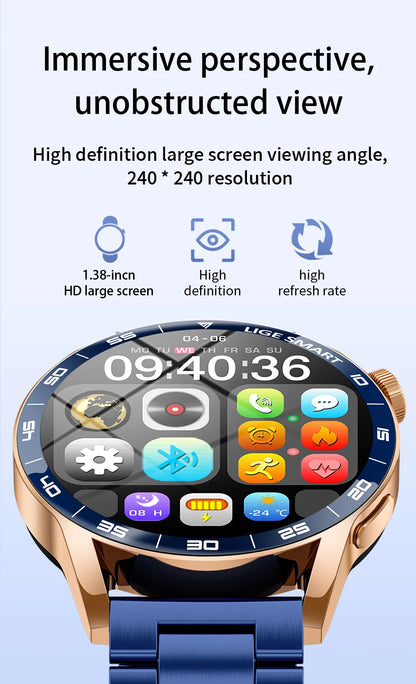 LIGE 2026 New Smartwatch Men For Android iOS Phone 1.38" HD Bluetooth Call Heart Rate Monitor Waterproof Sport Smart Watch Women