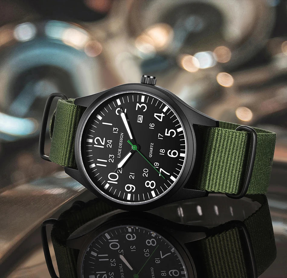 New Fashion LIGE Fashion Man Watch Outdoor Casual Sport Classic Auto Date Waterproof Luminous Quartz Watches Male Wear-resistant