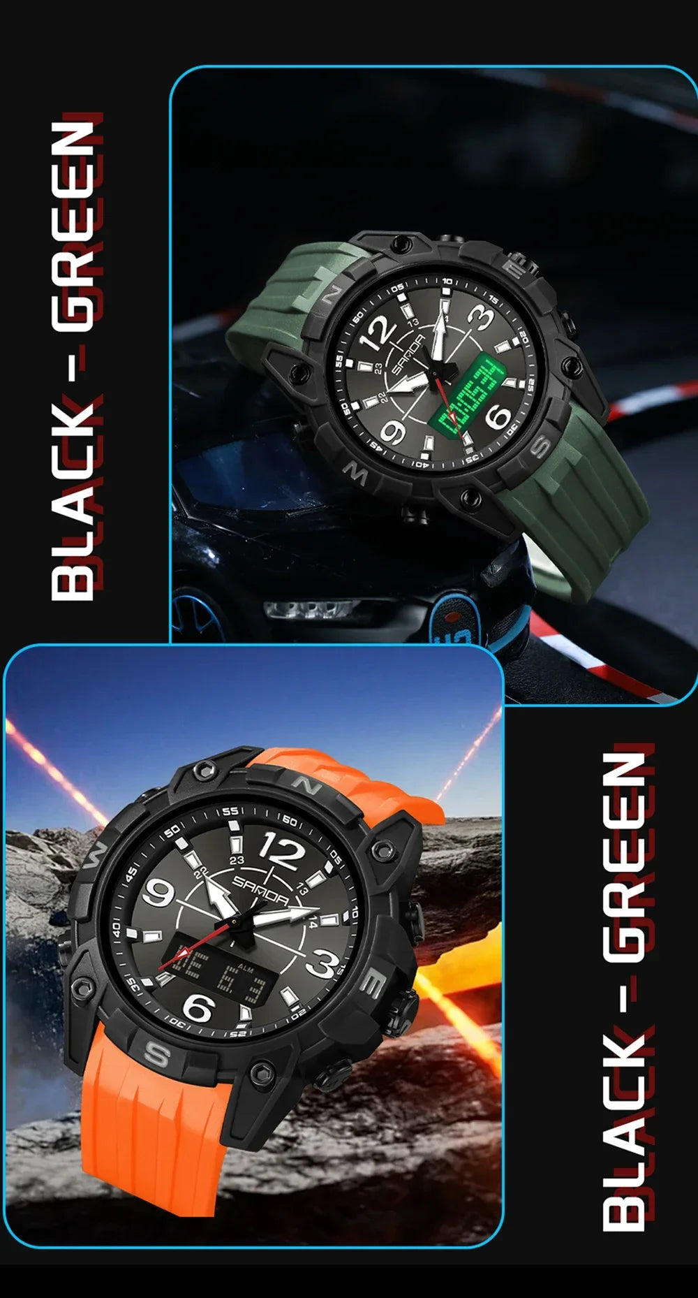 SANDA Sports Watches Men LED Watch New Waterproof Digital Wrist Watches Shockproof Sports Watches for Man Electrionic Clock