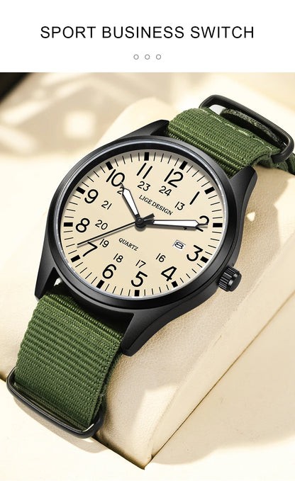 New Fashion LIGE Fashion Man Watch Outdoor Casual Sport Classic Auto Date Waterproof Luminous Quartz Watches Male Wear-resistant