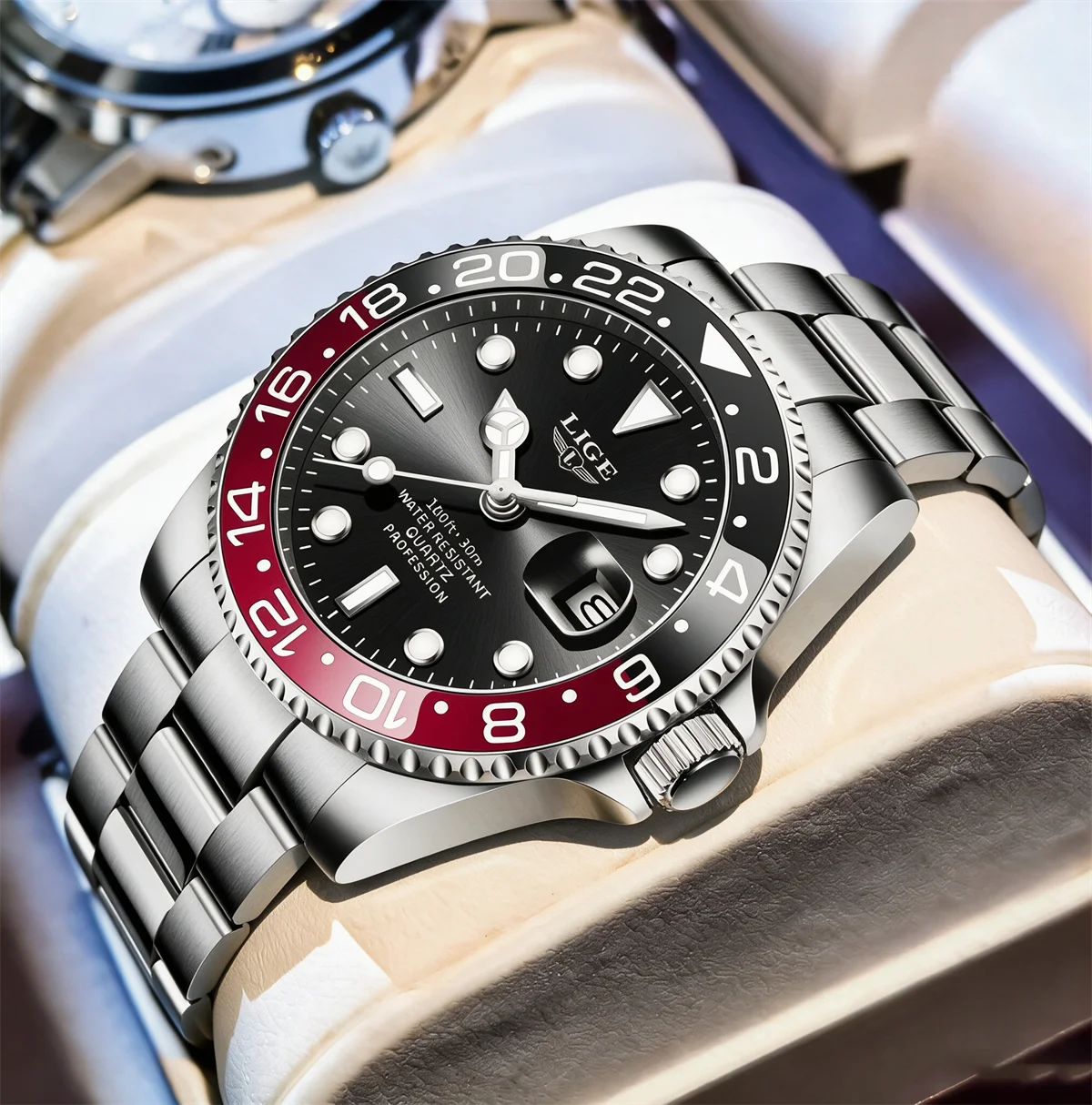 LIGE Fashion Luxury Couple Watches Quartz Watches Waterproof Stainless Steel Watch Valentine Gift Love Watch Relogio Masculino