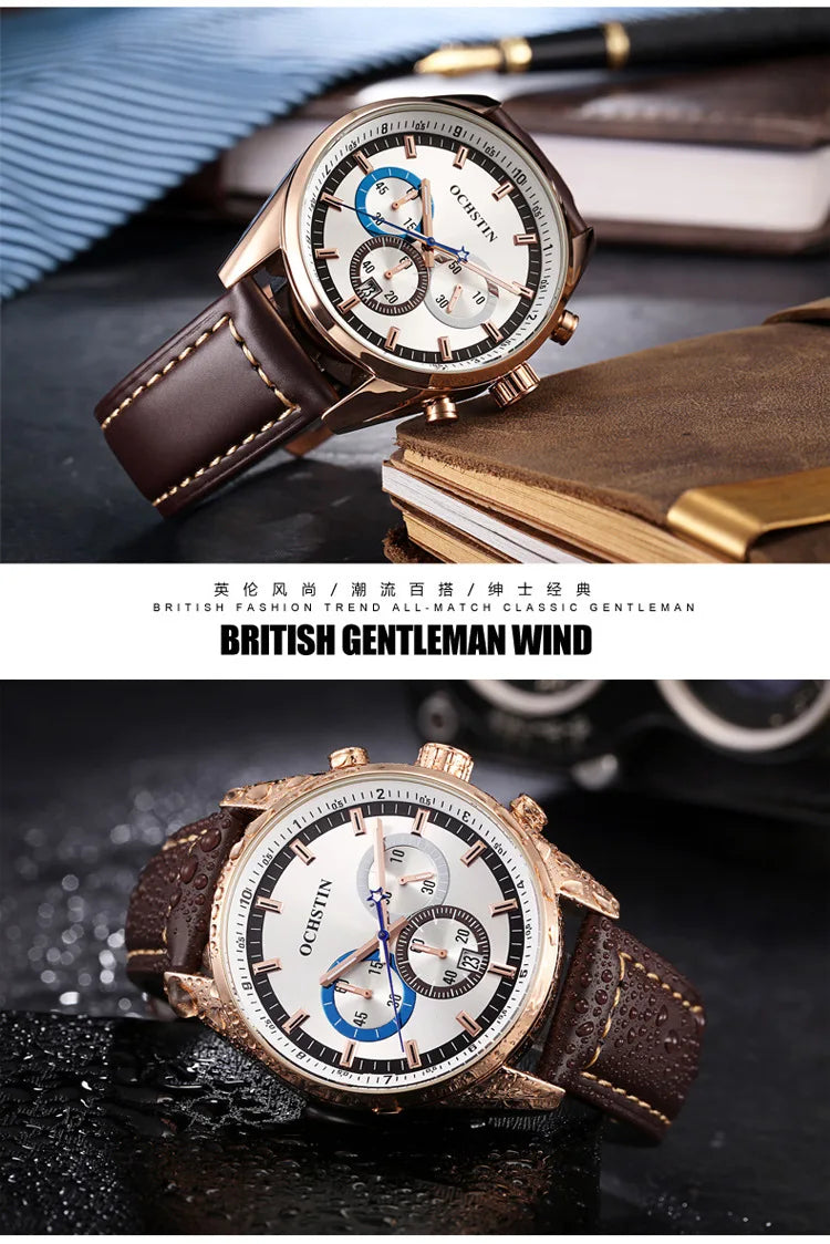 Swiss brand new multi-functional business men's watch waterproof luminous quartz watch live broadcast hot sale**
